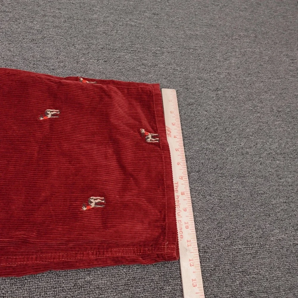 Free People Pants Womens 26 Red Corduroy Wide Leg Embroidered Deer Holiday - Picture 9 of 12